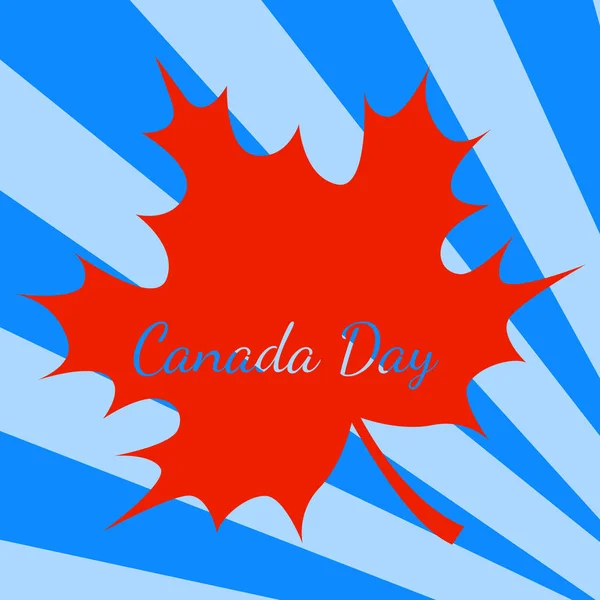 Ημέρα του Καναδά. Μπλε φόντο, ακτίνες από τη γωνία, κόκκινο σφεντάμι αφήσει — Διανυσματικό Αρχείο