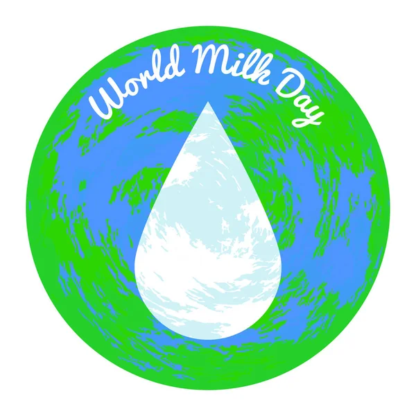 Día Mundial de la Leche. Una gota de leche. Planeta Tierra — Vector de stock