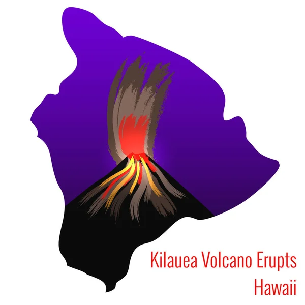 Извержения вулкана Килауэа на острове Гавайи. Контур Большого острова Гавайи — стоковый вектор