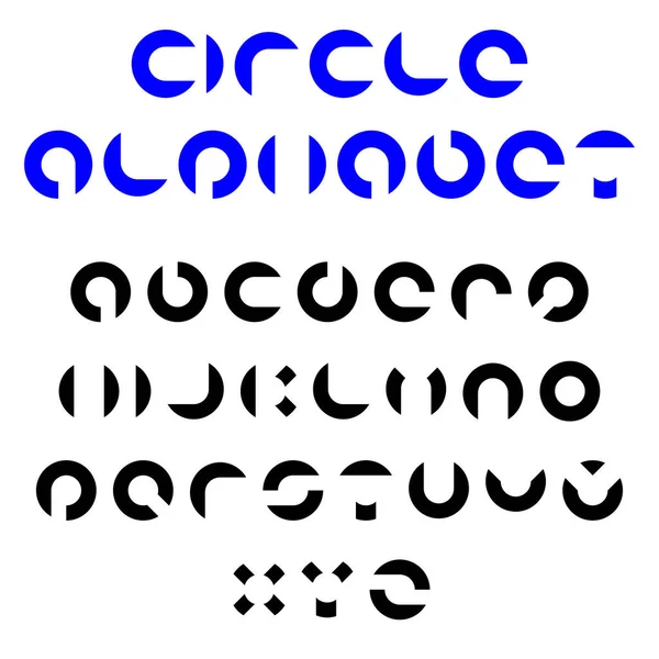 圆形矢量字母表字体. 圆的一部分，环，环状物。 几何英语字母。 设计要素 — 图库矢量图片