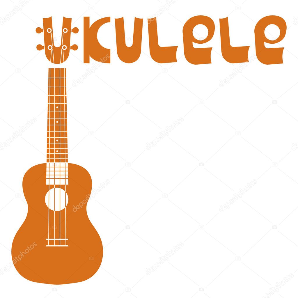 Ukulele Hawaiian guitar. String musical instrument. Simple vector illustration.
