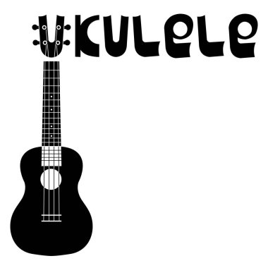 Ukulele Hawai gitarı. Telli müzik aleti. Basit vektör illüstrasyonu.