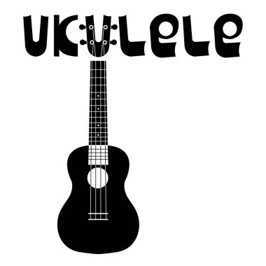 Ukulele Hawai gitarı. Telli müzik aleti. Basit vektör illüstrasyonu.