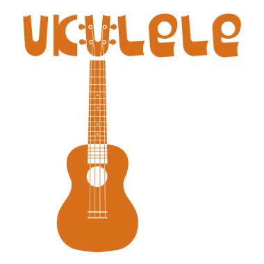 Ukulele Hawai gitarı. Telli müzik aleti. Basit vektör illüstrasyonu.