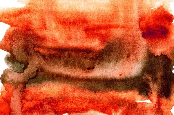 Fond d'aquarelle grunge texturé. Taches, taches, éclaboussures dans les tons rouge et brun . — Photo