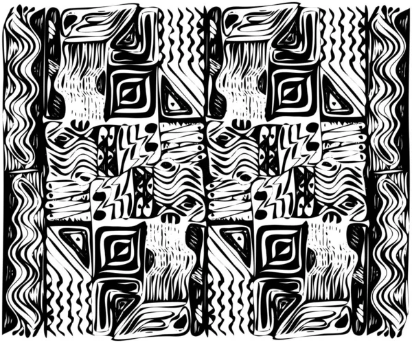Afrikanska stamurinvånare prydnad. Geometriska mönster. Vektorillustration. Svart och vitt — Stock vektor