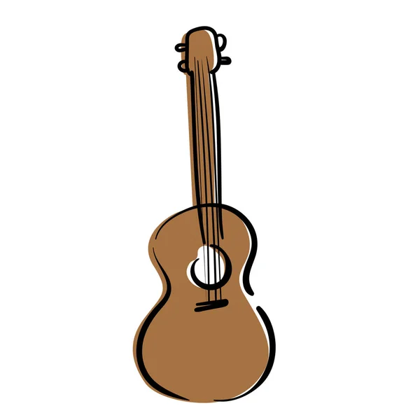 Guitarra hawaiana, ukelele. Ilustración de garabatos vectoriales. Instrumento musical — Archivo Imágenes Vectoriales