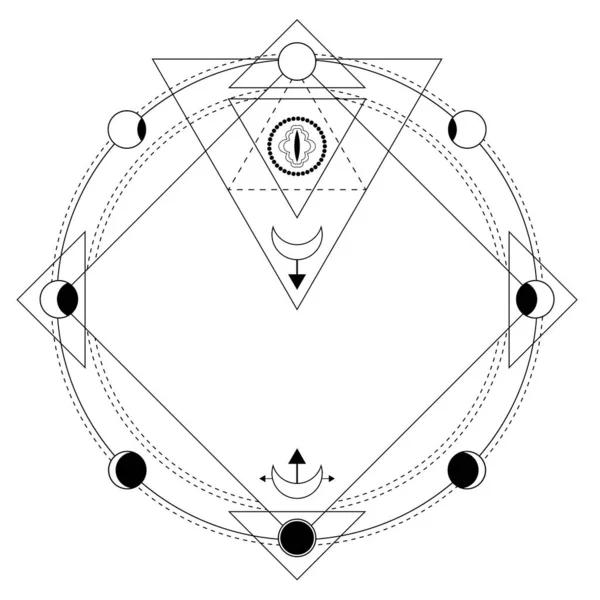 Geometria Sagrada Símbolos Esotéricos Ilustração Vetorial Sinais Esotéricos Lua Figuras — Vetor de Stock