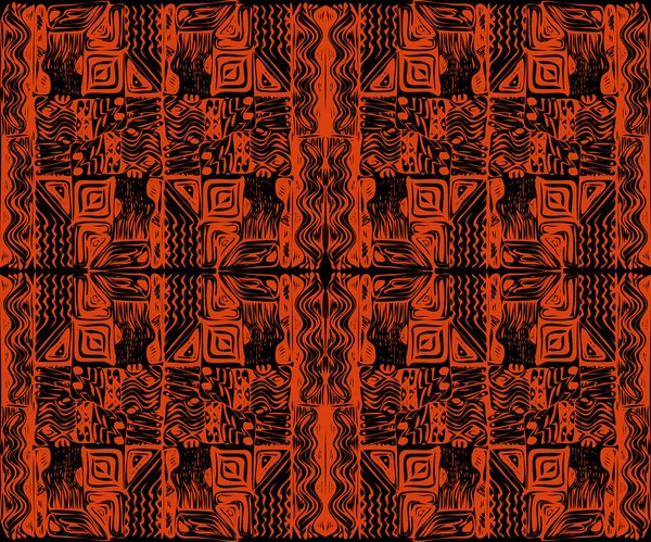 Africano tribal aborígenes ornamento vermelho. Padrões geométricos. Ilustração vetorial — Vetor de Stock