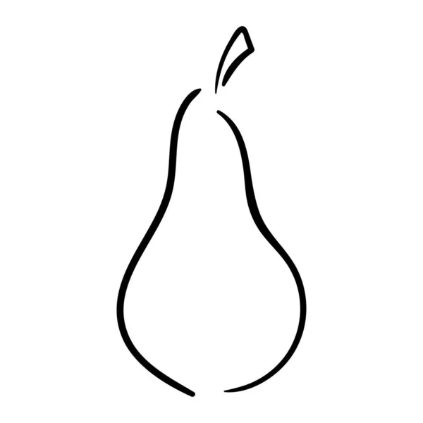 Φρούτα Αχλάδι Διανυσματική Γραμμική Απεικόνιση Απομονωμένο Λευκό Στοιχεία Σχεδιασμού — Διανυσματικό Αρχείο