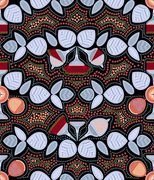 Patrón Sin Costuras Eucalipto Planta Estilizada Australia Arte Puntual Arte — Vector de stock