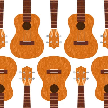 Ukulele Hawai gitarı. Kahverengi ağaçtan. Gerçekçi vektör illüstrasyonu
