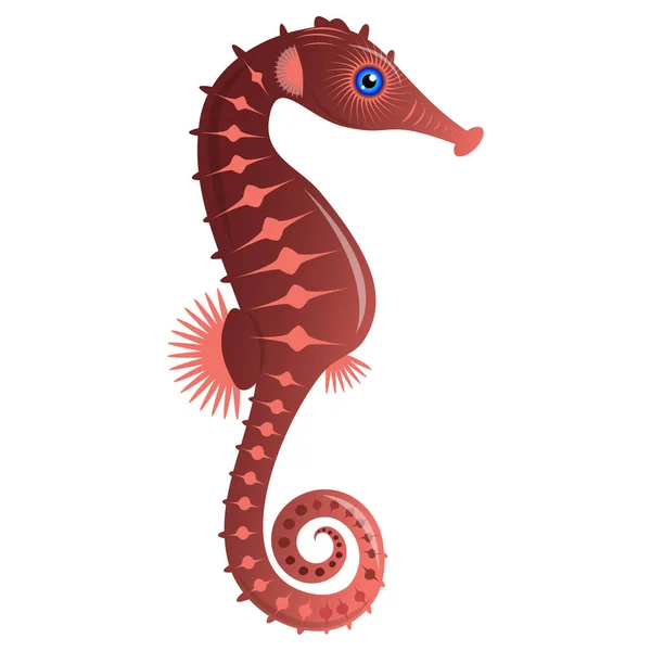 Sea Horse. Bright tropical fish. Isolated on white. Underwater world. — Stock Vector