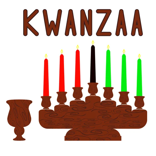 Kwanzaa Elementi Design Concetto Festival Afroamericano Negli Stati Uniti Kinara — Vettoriale Stock