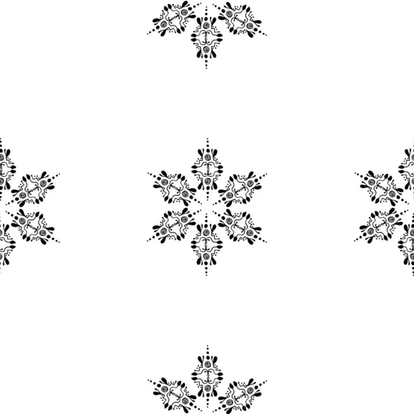 Snowflakes Ethnic Style Seamless Pattern Symmetrical Arrangement Winter New Year — Stock Vector