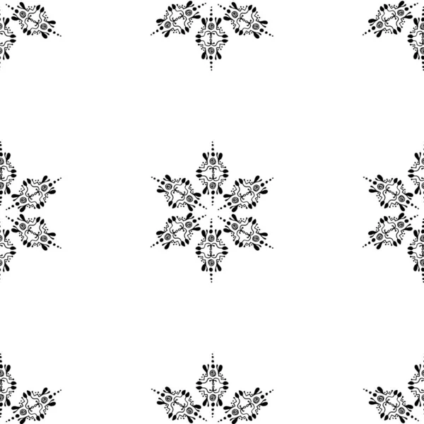 Hópelyhek Etnikai Stílusban Zökkenőmentes Minta Szimmetrikus Szögelrendezést Télre Újévre Karácsonyi — Stock Vector