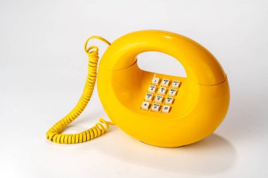 Old Circular Retro Telephone, one piece rotary dial on bottom clipart