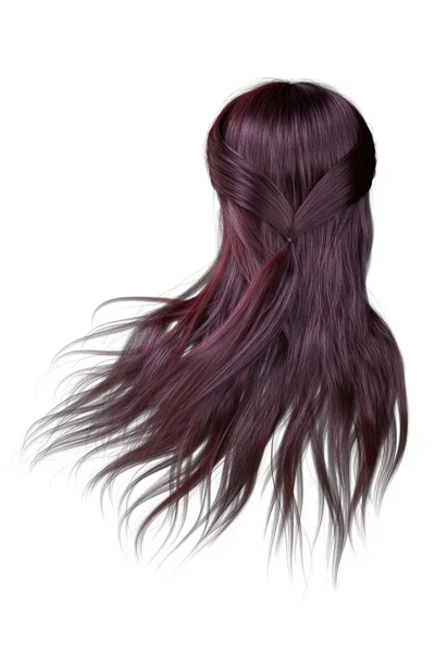 Render Ilustração Vermelho Fantasia Cabelo Isolado Branco Fundo — Fotografia de Stock