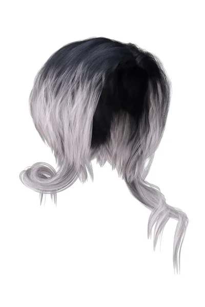Render Illustration Short Black Hair Isolated White Background — 스톡 사진