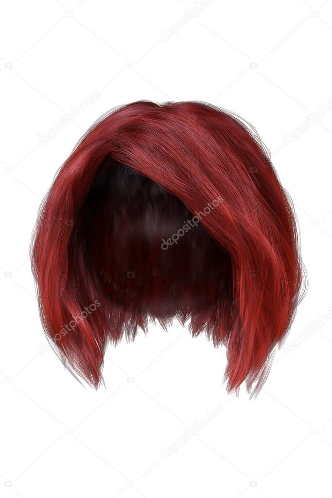 3d render, 3d illustration, short red hair on isolated white background