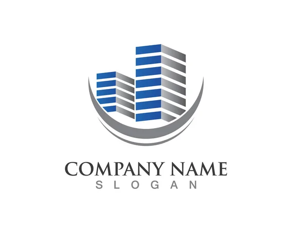 Ingatlan-, ingatlan- és építőipari logó tervezése cégtáblához — Stock Vector
