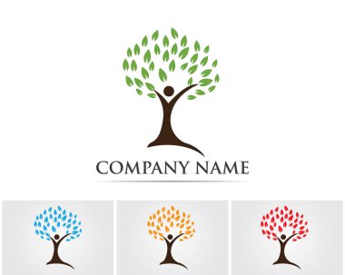 Vektör - ağaç yeşil insanlar kimlik kartı vektör logo şablonu