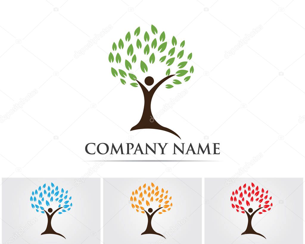 Vector - Tree green people identity card vector logo template