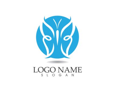 Vektör - Kelebek kavramsal basit, renkli simge. Logo. Vektör illüstrasyonu