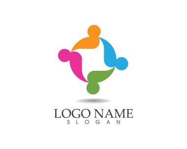 Topluluk insanlar grubu logo ve vektör şablonu