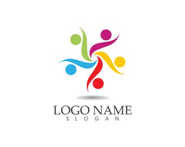 Topluluk insanlar grubu logo ve vektör şablonu