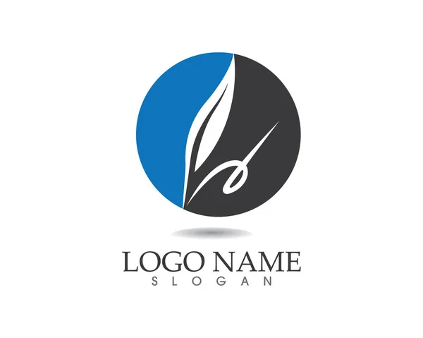 Pírko pera psát logo — Stockový vektor