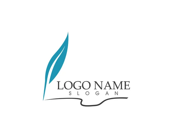 Penna piuma scrivere logo — Vettoriale Stock