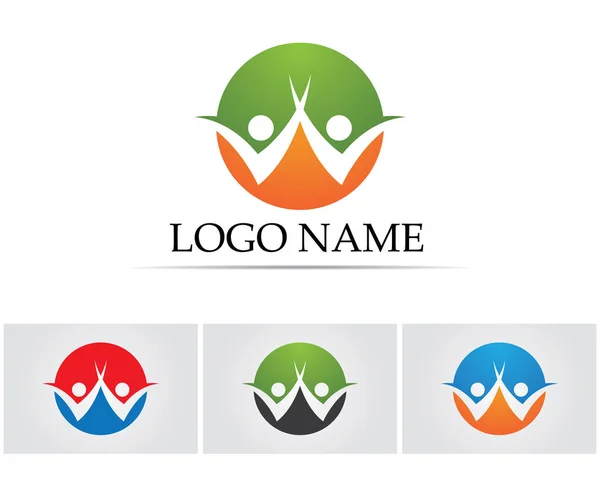 Modelo de logotipo - pessoas bem sucedidas pessoas se preocupam sucesso saúde vida logotipo — Vetor de Stock