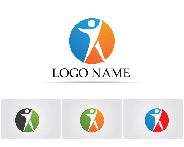 Plantilla de logotipo - personas exitosas cuidado éxito salud vida logo — Vector de stock