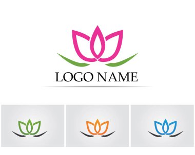  Sağlık, Spa ve Yoga için Lotus çiçek işareti. Vektör çizim