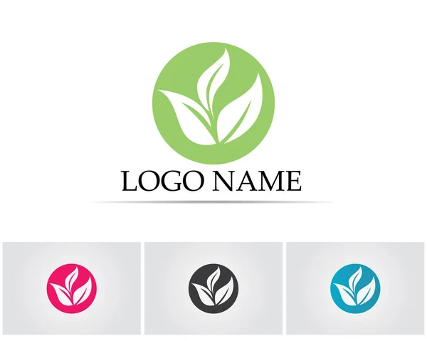 Vetor deixa o logotipo da natureza verde e símbolo — Vetor de Stock
