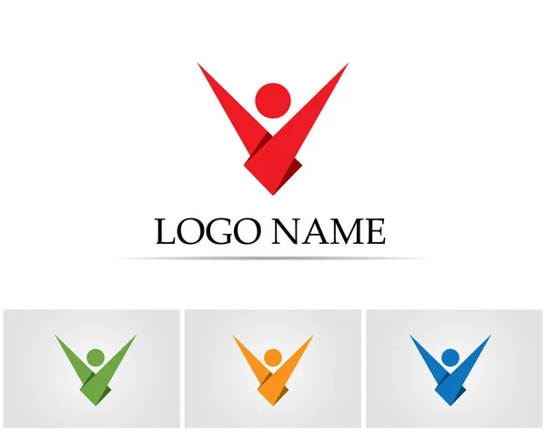 Menschen kümmern sich Erfolg Gesundheit Leben Logo Vorlage Symbole — Stockvektor