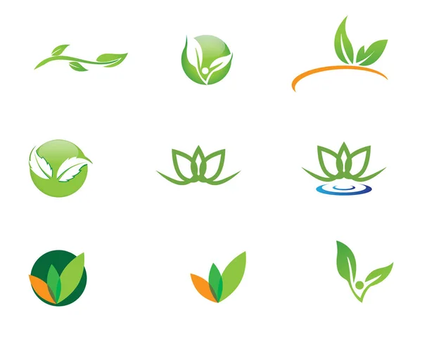 Vector deja el logotipo y símbolo de la naturaleza verde — Vector de stock