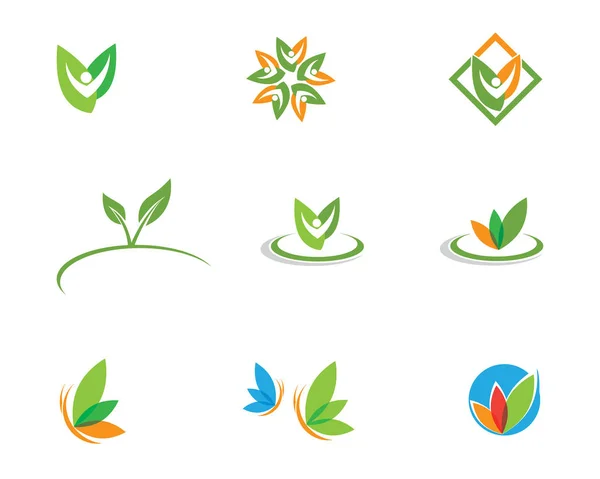 Вектор оставляет зеленый логотип и символ природы — стоковый вектор