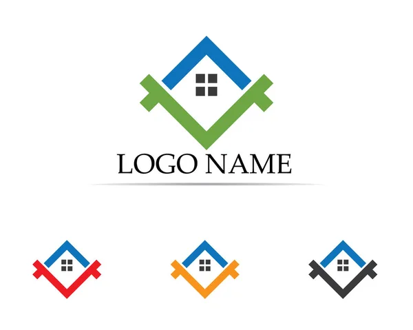 Huis Gebouwen Logo Symbolen Pictogrammen Sjabloon — Stockvector