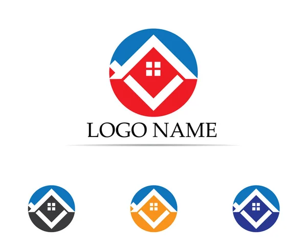 Inicio Edificios Logotipo Símbolos Iconos Plantilla — Archivo Imágenes Vectoriales