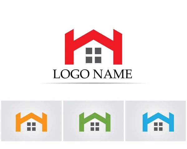 Plantilla de iconos de logotipo de edificios inmobiliarios y de viviendas — Vector de stock