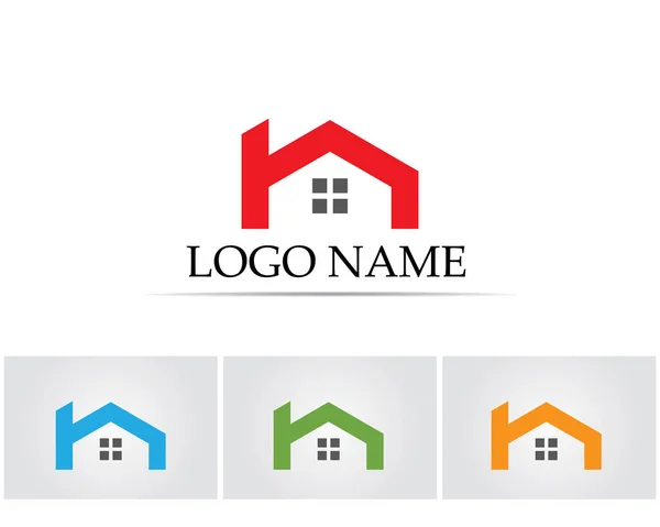 Plantilla de iconos de logotipo de edificios inmobiliarios y de viviendas — Vector de stock