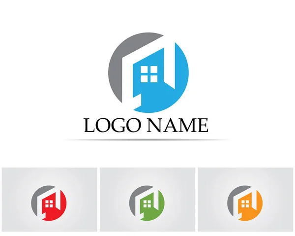 Plantilla de iconos de logotipo de edificios inmobiliarios y de viviendas — Vector de stock