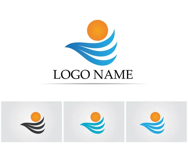 Onde Eau Logo Nature Symboles Modèle Icônes App — Image vectorielle