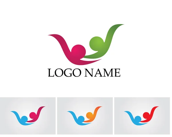 Comunità Persone Cura Logo Simboli Modello Cura Della Famiglia Amore — Vettoriale Stock