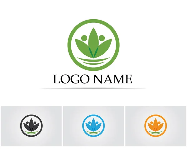 People Leaf Green Nature Health Logo Symbols — Stock Vector