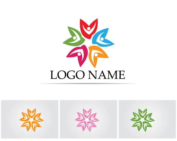 Comunidade Pessoas Cuidar Logotipo Símbolos Modelo — Vetor de Stock