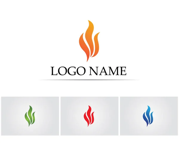 Fiamma Fuoco Natura Logo Simboli Icone Modello — Vettoriale Stock