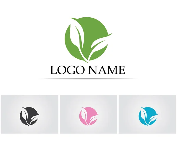 Hoja Verde Naturaleza Logotipo Símbolo Plantilla Vector — Archivo Imágenes Vectoriales